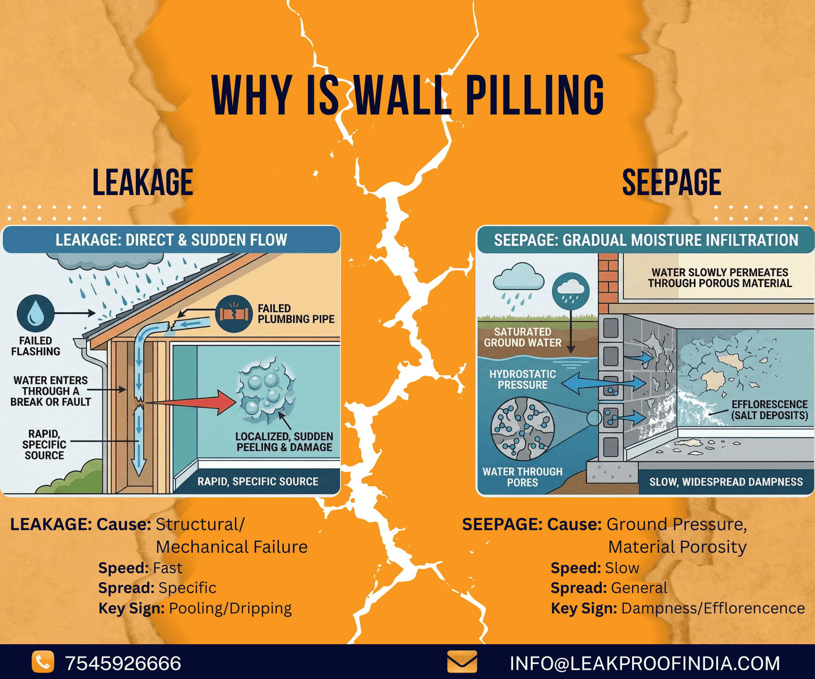 difference between leakage and seepage